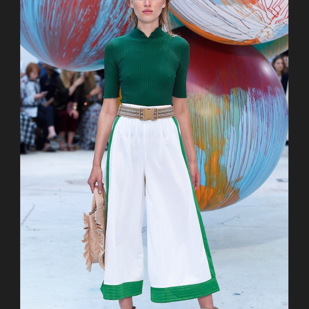 Ganni runway striped drawstring pants